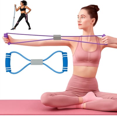 8-Vormige Siliconen Sport Stretch Band I Weerstandsband I Fitness Elastiek I Rekbare Sportband I Voor Yoga, Pilates & Krachttraining I Blauw