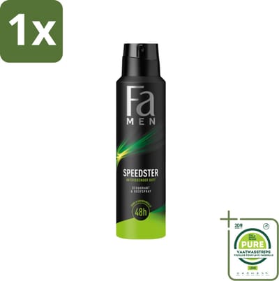 1 x Fa - Deodorant Spray - Speedster - Frisse Geur & Langdurige Bescherming - 48 uur Bescherming - 150 ml - Deodorant Spray - 48 Uur Bescherming - Frisse Geur - Geurveroorzakende Bacteriën - Dermatologisch Getest