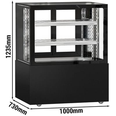 GGM Gastro Kühl-/ Fleischvitrine MADRID - 1000mm - Doppelverglasung - mit 2 Ablagen - Schwarz Matt