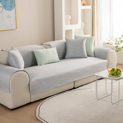 Zomer Technologie Stof Koele Bankhoes Lichte Kleur Antislip Modern Minimalistisch Bank Achterhanddoek Volledige Hoes Stofdicht Niet-Verblekend 70x70cm lichtgrijze kleur