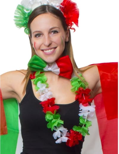 Hawaii krans rood, groen en wit - D30 cm - bloemenslinger - bloemenkrans - Italie - kleuren van Italiaanse vlag