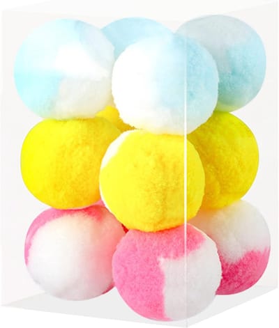Zachte Pom Pom Ballen voor Kattenspeelgoed - 12 Stuks 4,5 cm - Interactief Pluizig Speeltuin Speeltuin voor Kittens en Volwassen Katten - Ideaal voor Jagen, Trainen en Dagelijks Spelen