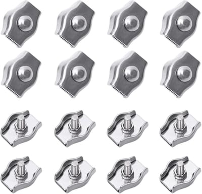 Dailygoods- Kabelklemmen Roestvrij Staal 304 - Zelfklevende Bevestigingsklemmen - Rigging Bevestigingselementen - Voor Waslijn/Banners - Duurzaam/Robuust - 8 x 15 mm - Bevestigingsklem