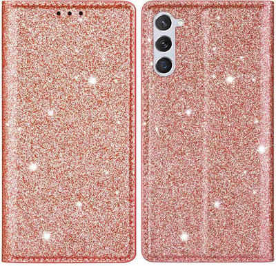 Coverup Hoesje - Geschikt voor Samsung Galaxy S23 Hoesje - Coverup Glitter Book Case - Rose Gold