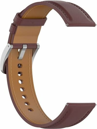 By Qubix - Geschikt voor Garmin bandje - Geschikt voor Garmin Approach S12 / S40 / S42 - Luxe leren bandje - Donkerbruin - Smartwatch bandje 20mm
