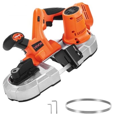 VEVOR 20V snoerloze lintzaag, 65 mm zaagdiepte, met borstelloze motor, snoerloze en compacte draagbare lintzaag, ophanghaak, variabele snelheid van 0-192 m/min, voor het zagen van metaal en hout (alleen gereedschap)
