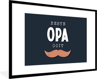 Fotolijst incl. Poster - Cadeau Man - Spreuken - Vader - Beste opa ooit - Quote - 120x80 cm - Posterlijst