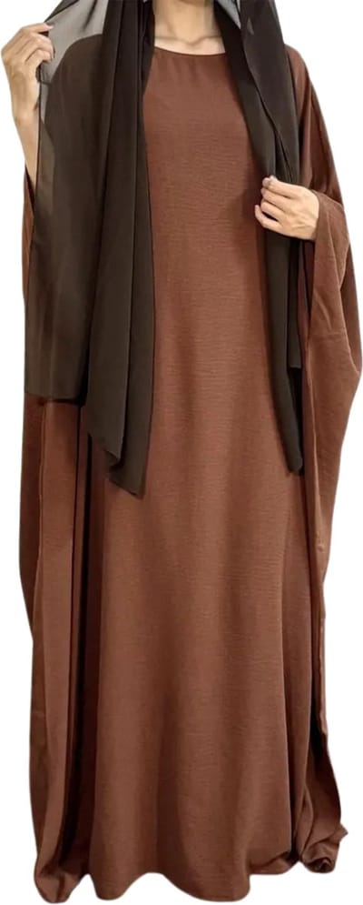 Bovista Islamitische Kleding - Djellaba Dames - Moslim Kleding - Arabisch Dames Kaftan - Alhamdulillah -Koffie
