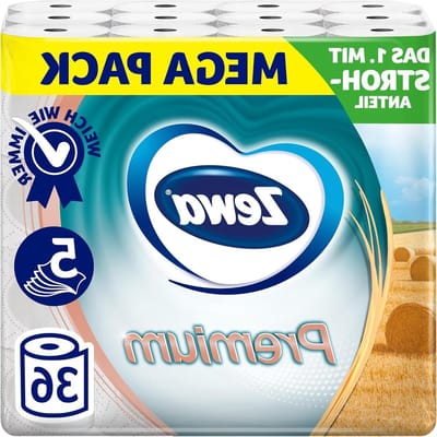 Premium toiletpapier - Zacht papier - Hygiënisch reinigen - Met stroaandeel - 36 rollen - Wit