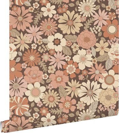 ESTAhome behang retro bloemen oudroze en beige - 53 cm x 10.05 m - 130966