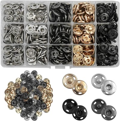 150 Stuks 15 mm RVS Drukknopen in 4 Kleuren voor DIY, Kleding, Handtassen en Creatieve Projecten
