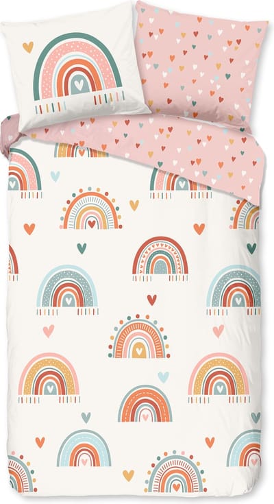 Good Morning dekbedovertrek regenbogen - 1 persoons 140x200/220 cm - Multi - 100% Katoen renforc�