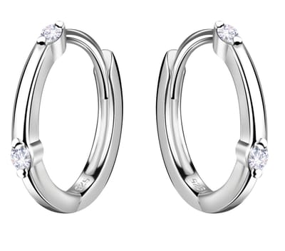 Joy|S - Zilveren oorringen - 11 mm / 1.6 mm - zirkonia setting - klap scharnier sluiting - sterling zilver 925 - oorbellen - t88