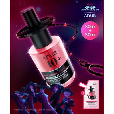 ANUA [Beperkte Editie]TXA SERUM TEGEN DONKERE VLEKKEN samenwerking met KPOP DEMON HUNTERS(30ml Navulpak + GAT Sleutelhanger Cadeau) pink