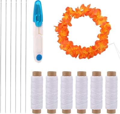 13-delige Slate Needles Set voor het Maken van Bloemkransen, Duurzame Set voor Garlands, Inclusief 6 Lange Naalden, 6 Rollen Garens en 1 Schaar voor DIY Decoraties en Feestjes