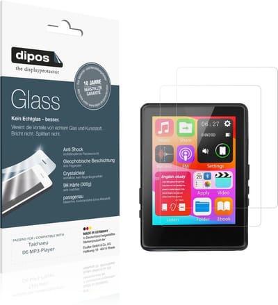 dipos – 2x Pantserfolie geschikt voor Taichaeu D6 MP3-Player | 9H Screenprotector