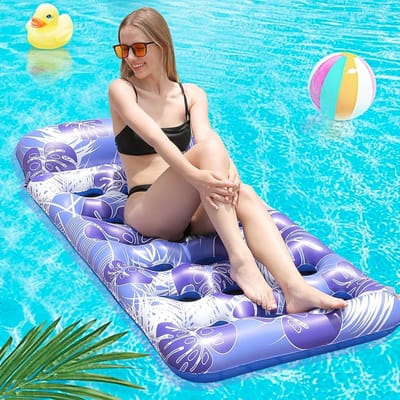 Opblaasbaar drijvend bed, luchtbed voor volwassenen, matraszwembad, opblaasbare waterhangmat, luchtbedzwembad met gaten voor volwassenen en kinderen, strand, zomerfeest, 180x80cm