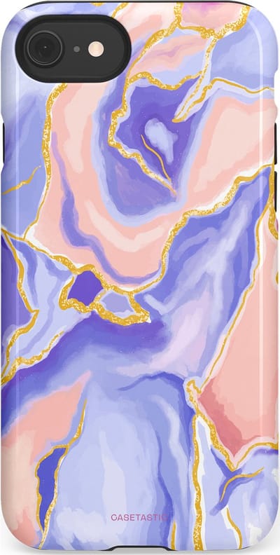 Casetastic hoesje geschikt voor Apple iPhone SE / Apple iPhone 7 / Apple iPhone 8 - Dubbellaagse bescherming - Riviergloed - Fashion Case - Lavendel Lichtgrijs Zand Lichtroze