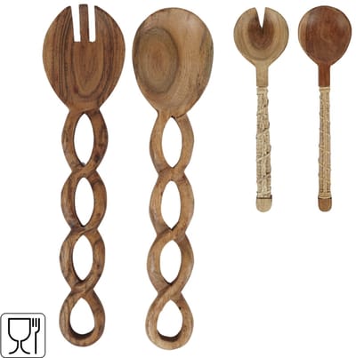 Saladebestek van Acaciahout – Houten saladebestek Set 2-delig – Slabestek - Saladelepel & Slavork – 30,5 cm