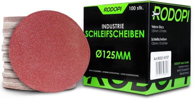 Rodopi® 100x Mix Schuurpapier 125 mm - zonder perforatie Excentrisch Schuurmachine