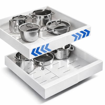 Clerby Schuiflade - Keukenkast Organizer - Telescopisch - Gootsteenkast Organizer - Lade Organizer - Uittrekbaar en Verstelbaar (32-52 CM) - Wit
