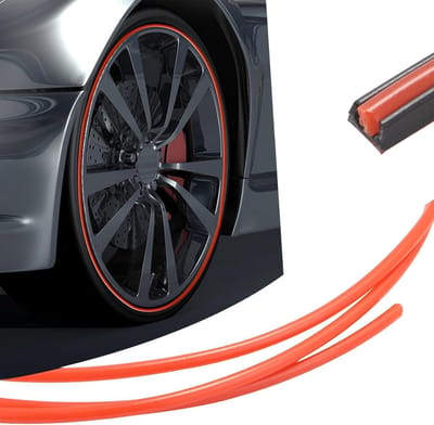 Velgbeschermers Set - Wielrand Bescherming - Schade Voorkomen - Dubbellaags Ontwerp - 4 Stuks - Zwart met Kleurstrip