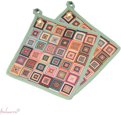 Imbarro Home & Fashion Pannenlappen Colour Blocks – Katoen Keuken Set van 2 – 22 x 22 cm