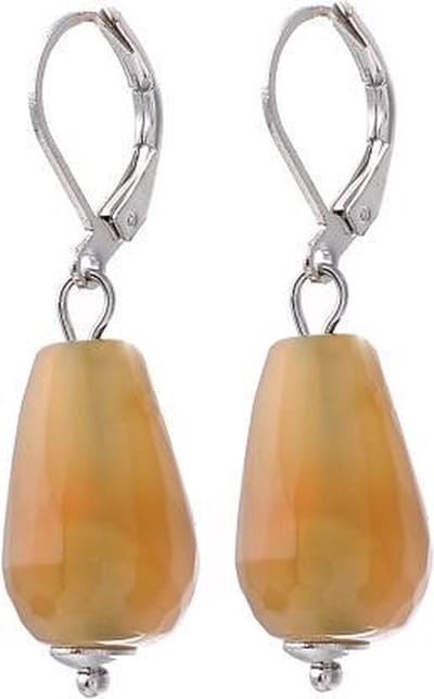 Behave - Oorbellen dames glaskraal druppelvorm - natuurlijke casual look