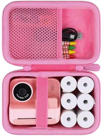 Harde opbergtas voor instant camera's, fotopapier en kleurpenselen - Roze