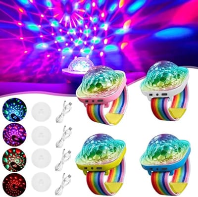 Mini Discobal - Feestlamp Armband - Feestelijke Sfeer - Muziekgestuurde Modi - 4 Stuks - Meerkleurig