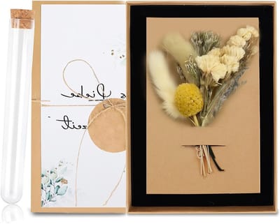 Geldgeschenkset voor bruiloft en vaderdag, inclusief droogbloemen, reageerbuisglas en wenskaart voor bruidspaar en huwelijksreis cadeau
