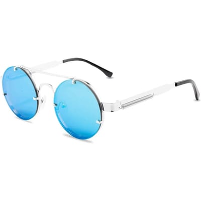 Ronde Steampunk Zonnebril Heren Mode Elastisch Designer Vintage Randloze Zonnebril Voor Dames Lentes De Sol