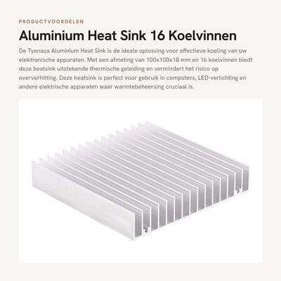 Dailygoods - Aluminium Heat Sink - 16 Koelvinnen - 100x100x18mm - Geschikt voor LED en Computers - Koeling - Efficiëntie - Duurzaamheid