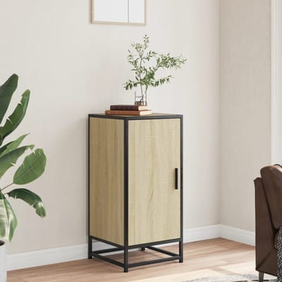vidaXL - Dressoir - 35,5x35x76 - cm - bewerkt - hout - en - metaal - sonoma - eikenkleur
