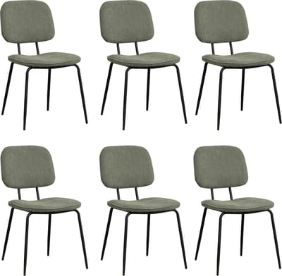 Bronx71® Scandinavische eetkamerstoel Ivar gerecyclede stof groen - Eetkamerstoelen set van 6 - stoel