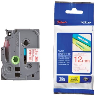 Labeltape Brother P-touch TZe-232 standaard 12mm rood op wit