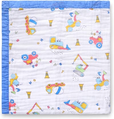 Mousseline Katoenen Baby Deken 4 Lagen - Zacht Ademend Ontwerp 42x42 Inch Blauw