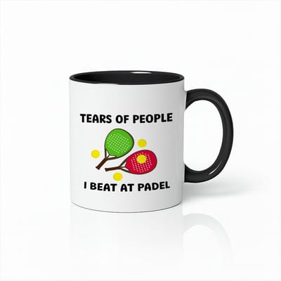 Witte & Zwarte Mok 330ml – “Tears of People I Beat at Padel” Grappige Padel Mok – Sport Humor Cadeau voor Padelspelers – Keramische Thee- en Koffiemok