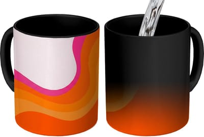 Magische Mok - Foto op Warmte Mokken - Koffiemok - Retro - Waves - Kleurrijk - Magic Mok - Beker - 350 ML - Theemok