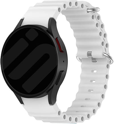 Strap-it Ocean siliconen bandje - geschikt voor Samsung Galaxy Watch 4 (Classic) / Watch 5 (Pro) / Watch 6 (Classic) / Watch 7 40 & 44mm / Watch FE - wit