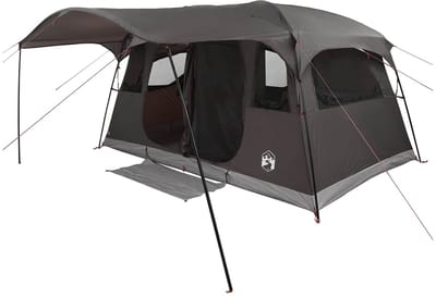 vidaXL - Tunneltent - 10-persoons - Bruin - Grijs - Polyester - en - Staal