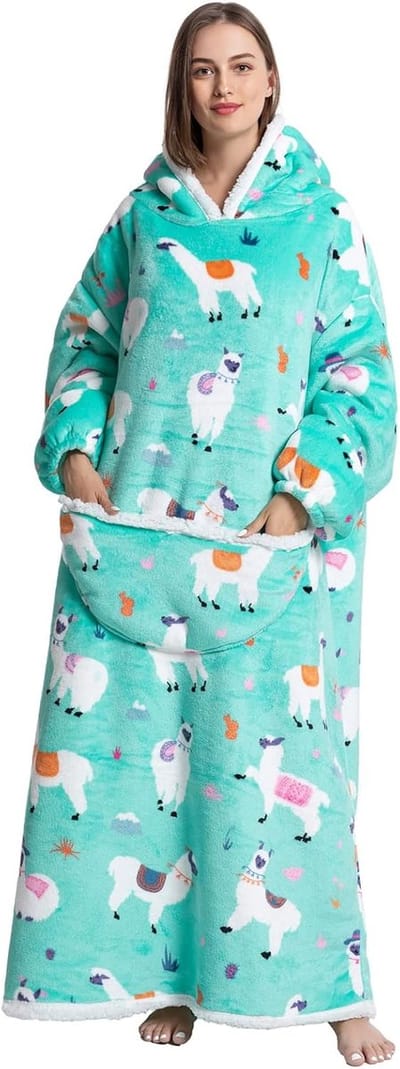 Deken Hoodie, Gezellig Comfortabele Tragbare Decke voor Unisex Volwassen Vrouwen Mannen, Pluizige Giant Sherpa Fleece Hooded Sweatshirt