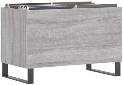 Platenspelermeubel - LP-kast - Platenspelerkast - Draaitafelstandaard - Platenspelerstandaard - Vintage Displayplank - Grijs Sonoma Eiken
