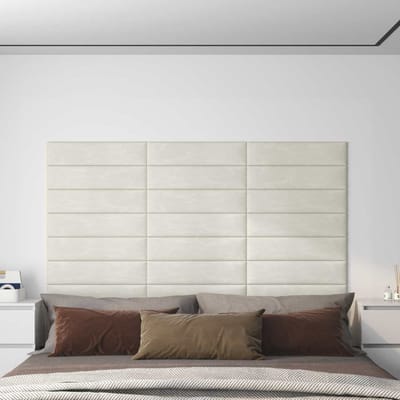 vidaXL - Wand - Hoofdbord - 12 - st - Crèmekleurig - Fluweel