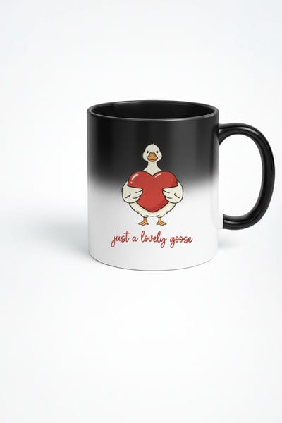 Magische Mok: Lieve Gans met Hart - Kleurveranderende 'Just a Lovely Goose' Mok