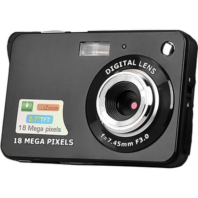 Digitale Camera Mini Zakcamera 18MP 2.7 Inch LCD-Scherm 8x Zoom Glimlachvastlegging Anti-Shake met zwart