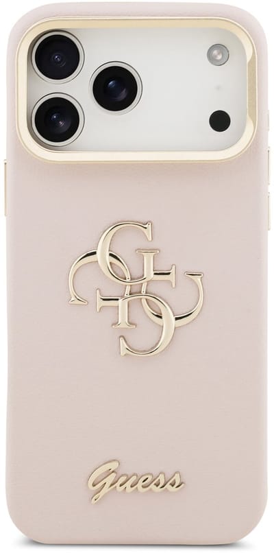 Hoes voor Apple iPhone 17 Pro Max, Guess, Grained Big 4G Stand Camera, Roze