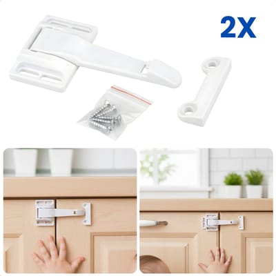 Cheqo® Veiligheidshaakjes - Kast Veiligheidshaakjes - Kastbeveiliging - Kastbeveiliging Baby - Kinderbeveiliging Kast - Keukenkast Beveiliging - Baby Veiligheidsslot - Kindersloten
