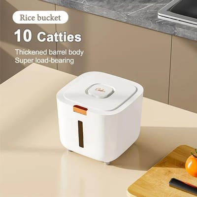 Opslag Keukencontainer Opbergdoos met Deksel, Insectproof Vochtdicht Rijstdoos Graan Verzegelde Pot Keukencontainer 5/10KG white