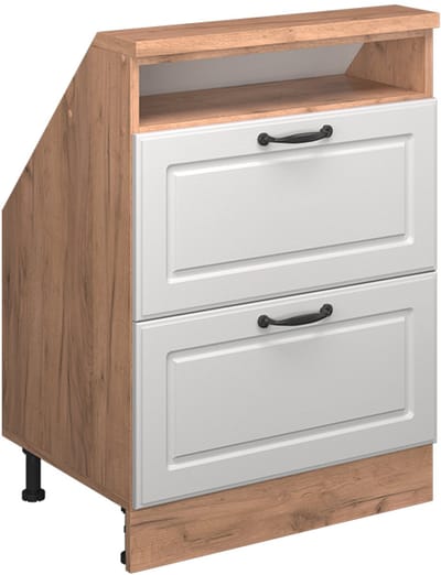 Vicco Rion Kast voor schuine wand – met 2 laden Wit landhuis/gouden eik